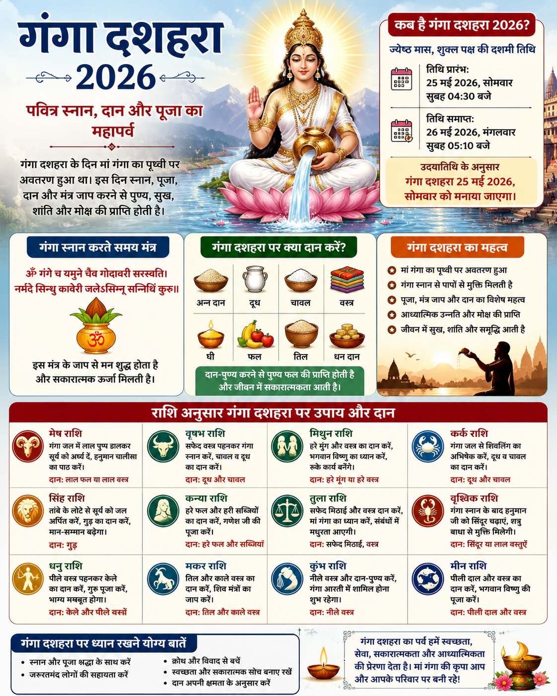 Ganga Dussehra 2026: Know the Correct Date, Auspicious Timing, Bathing Mantra, Zodiac-Wise Remedies & Donations Considered Auspicious