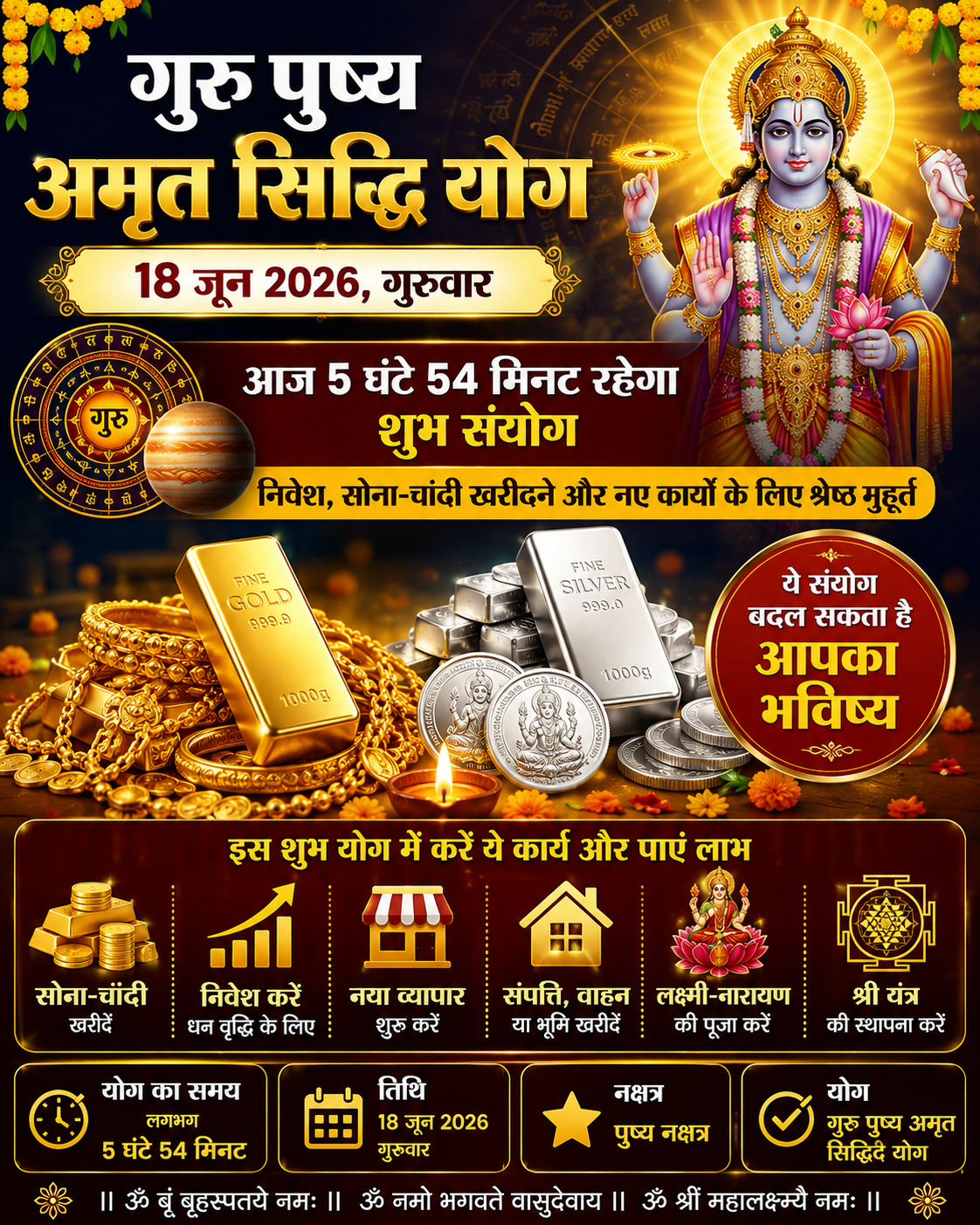 Guru Pushya Amrit Siddhi Yog Today: 5 Hours 54 Minutes of Auspicious Time for Investments, Gold & Silver Purchases, and New Beginnings