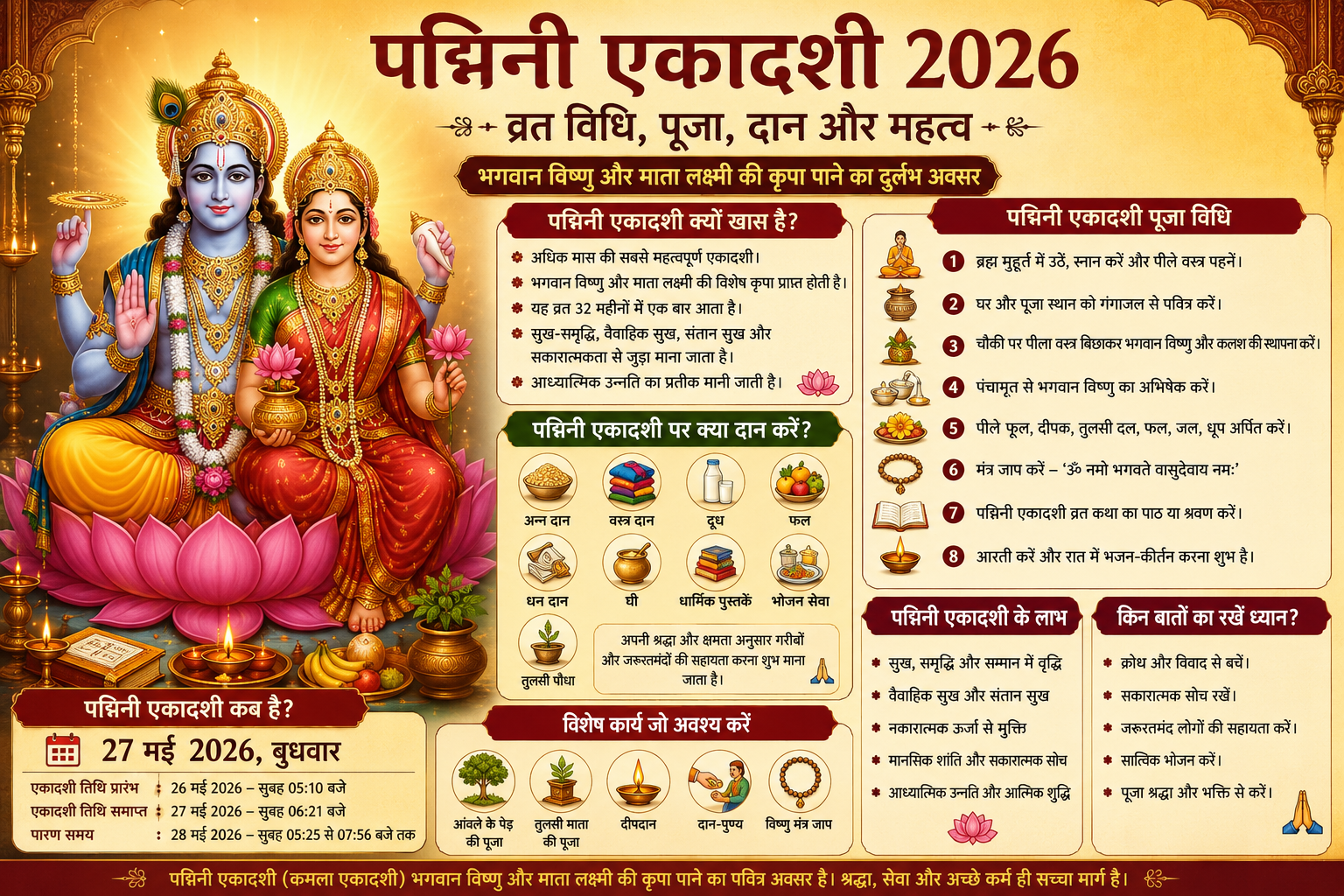 Padmini Ekadashi 2026: What to Donate and How to Worship on Padmini Ekadashi? Know the Vrat Rituals, Religious Significance, and Ways to Seek Lord Vishnu’s Blessings
