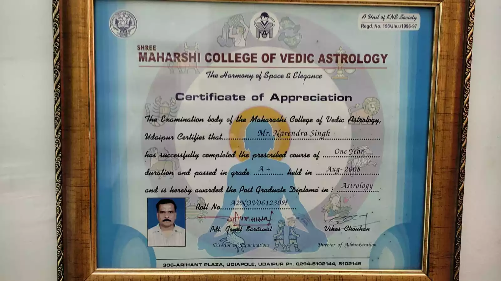  Certificate Of Appreciation For Post Graduate Diploma In Astrology