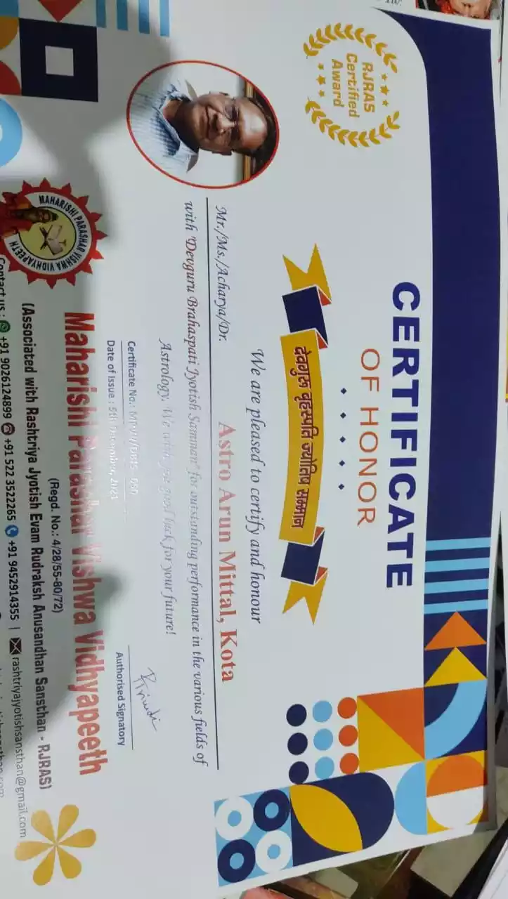  Certificate of Honour