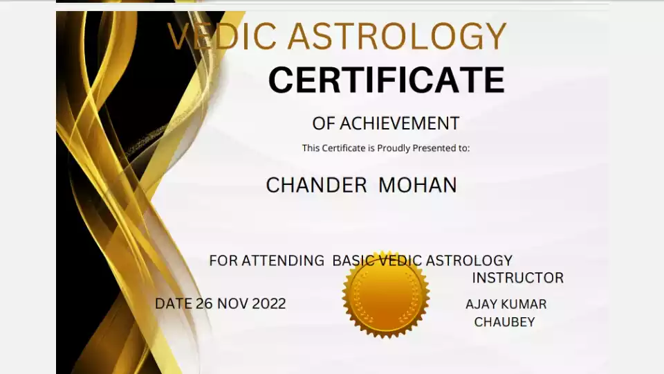  Certificate Of Vedic Astrology