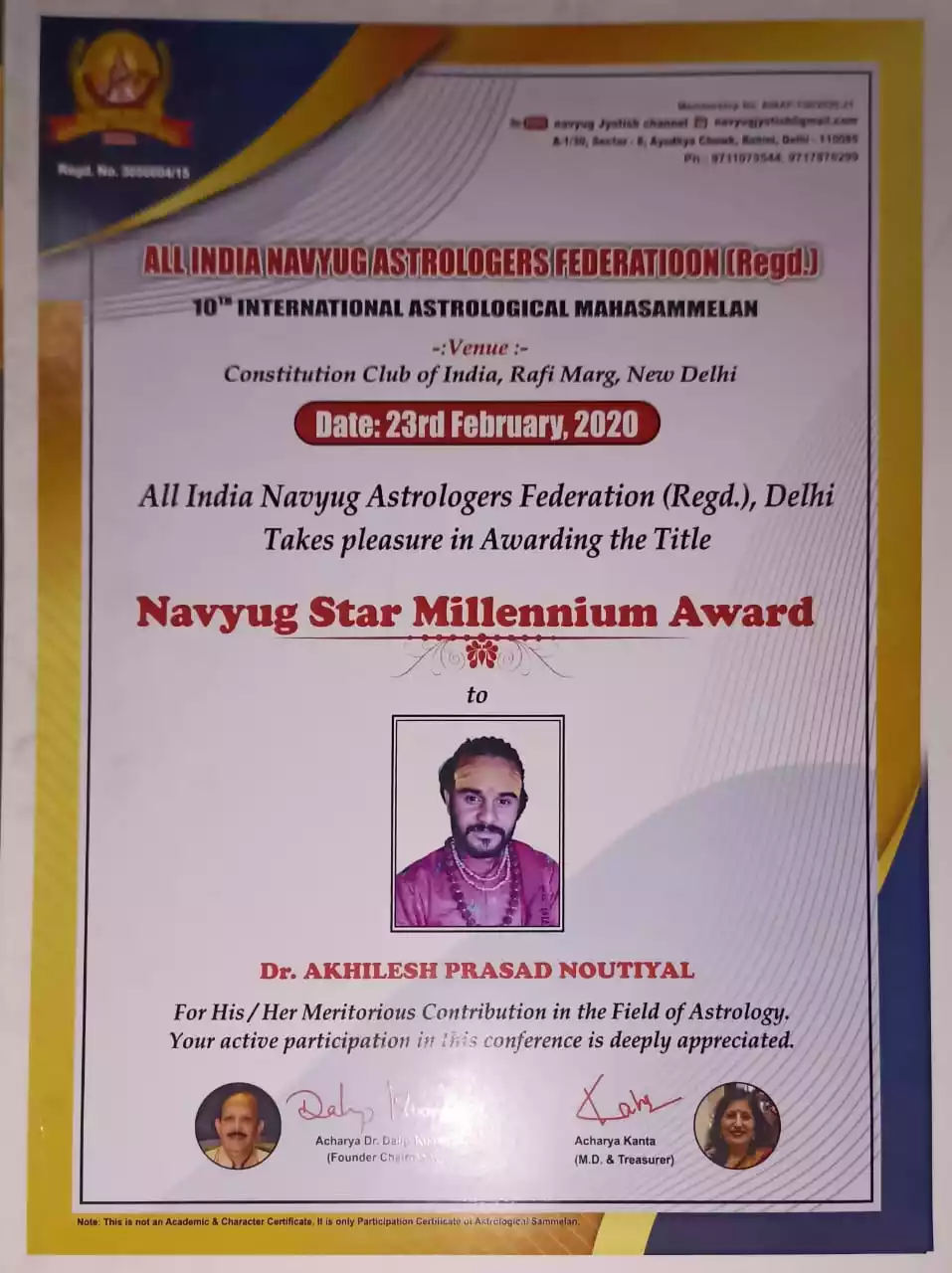 Navyug Star Millennium Award