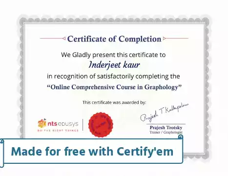 Certification Of Completion