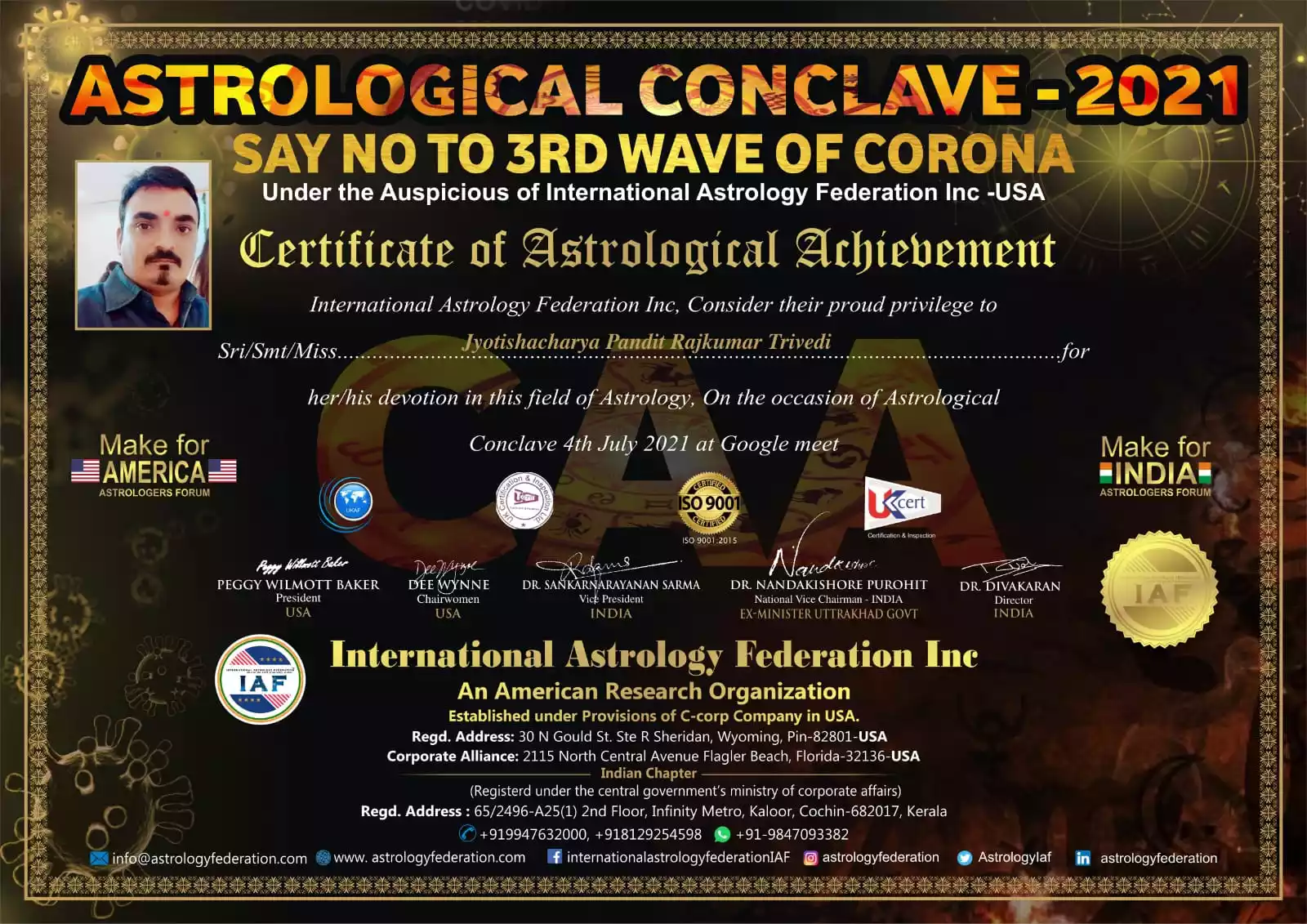 Certificate Of Astrological Achievement