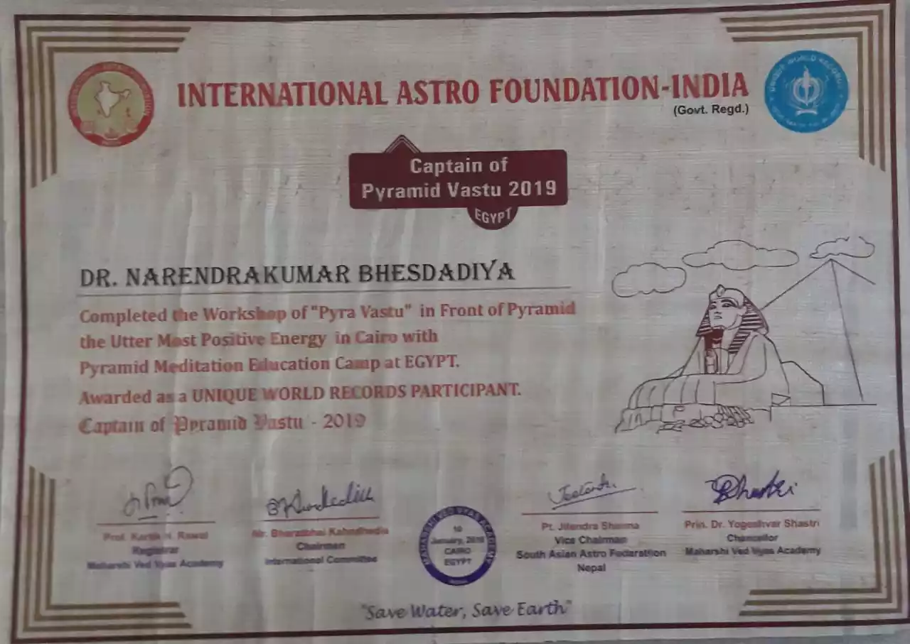 Captain Of Pyramid Vastu 2019