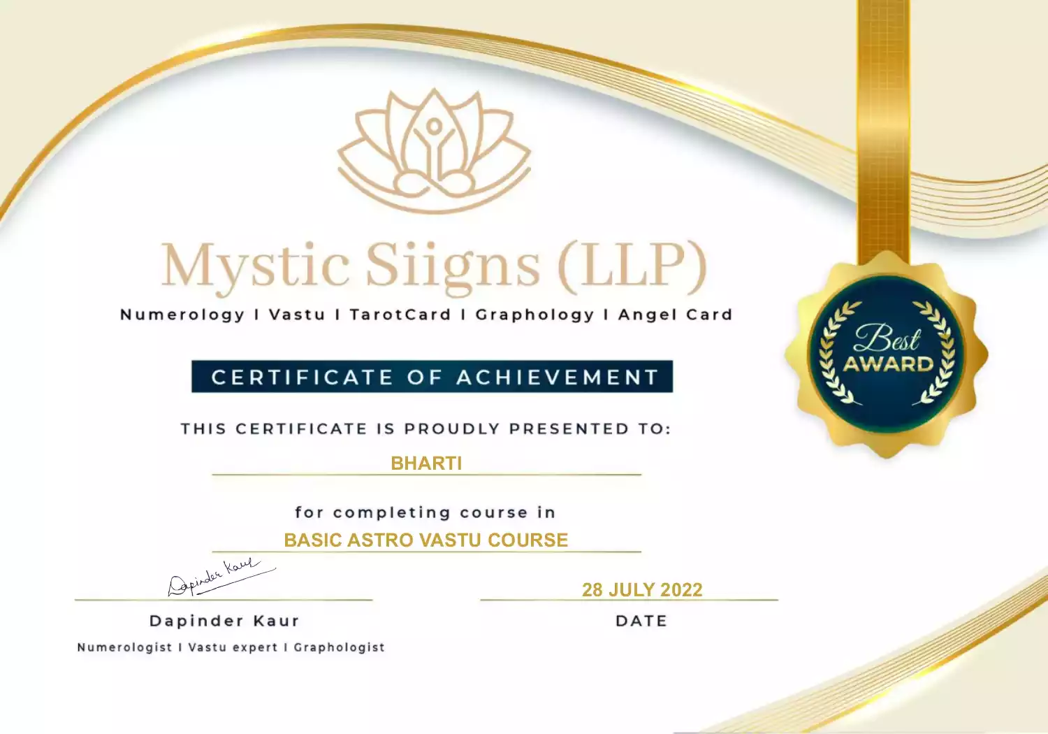 Certificate Of Achivement 