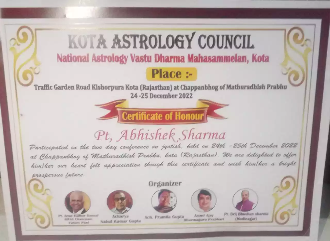 Certificate Of Honour