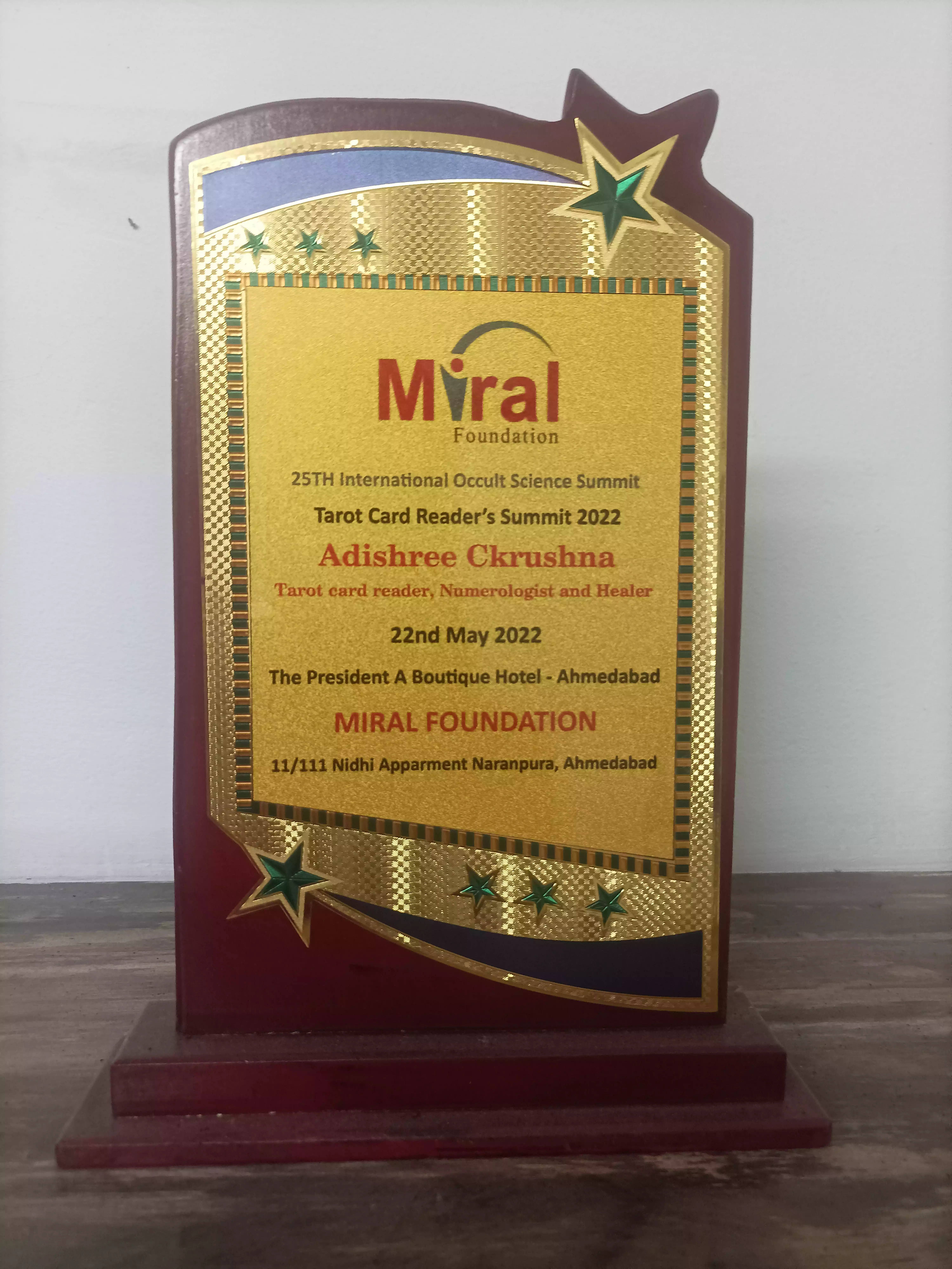 25TH International Occult Science Summit | Tarot Card Reader's Summit 2022 Award