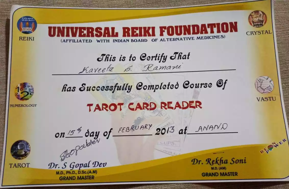 Certificate Of Tarot Reading