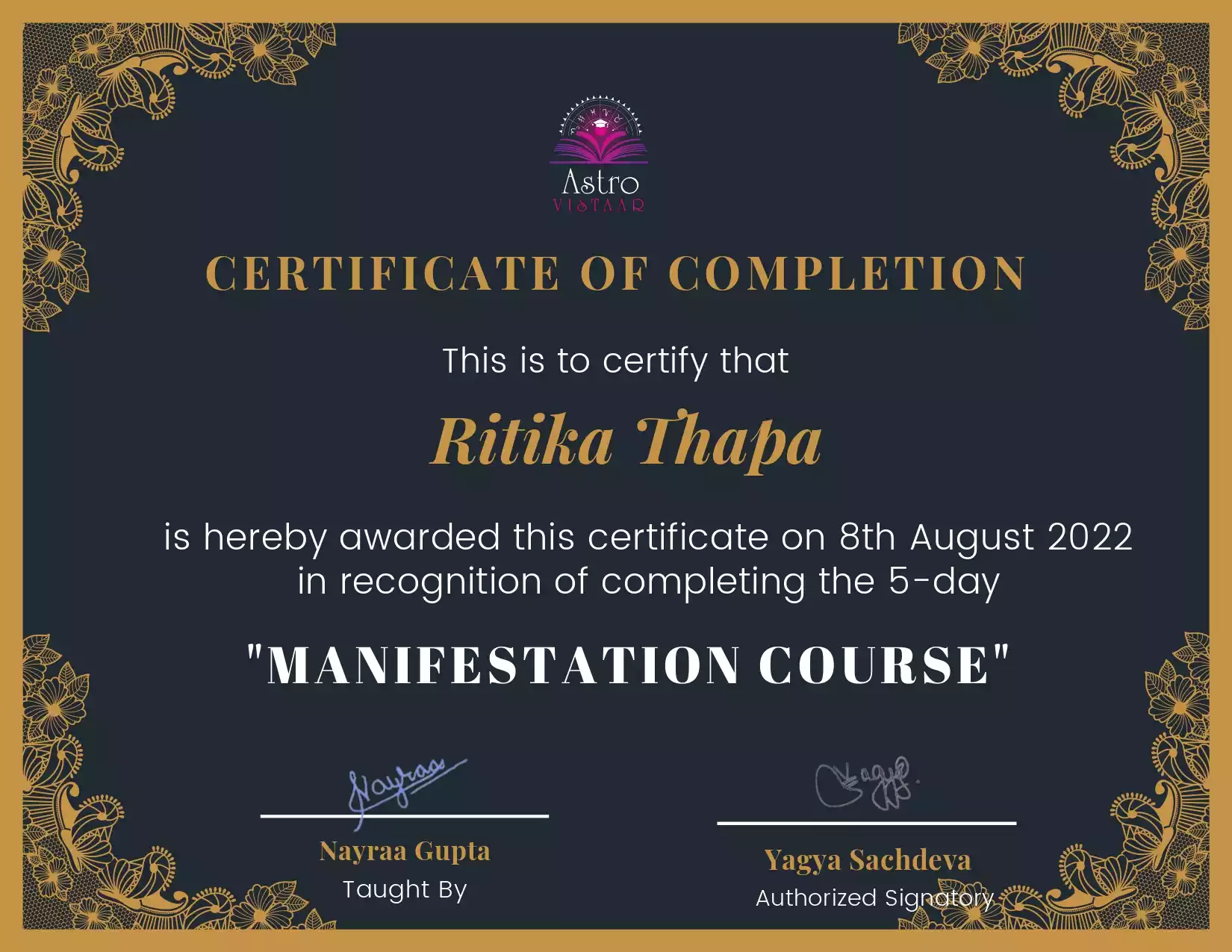 Certificate Of Complitation