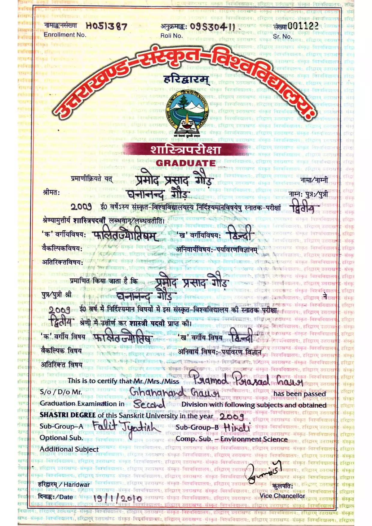 Graduation in Falit Jyotish