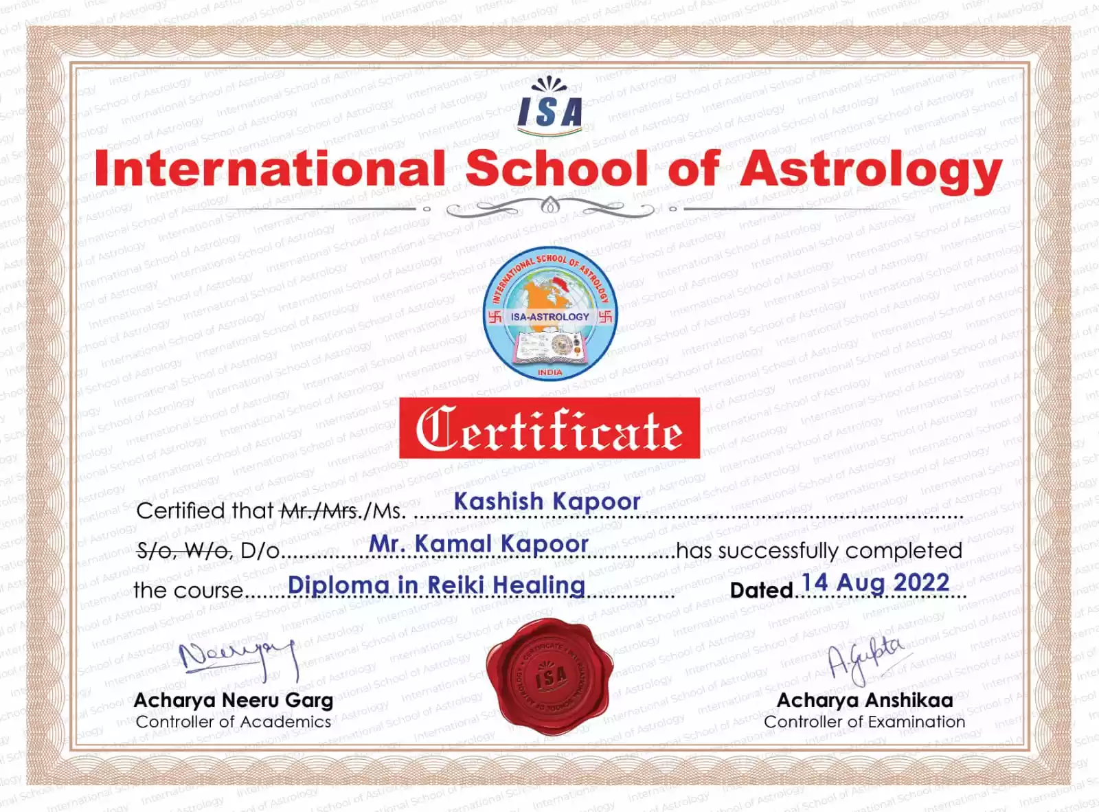 Diploma In Reiki Healing