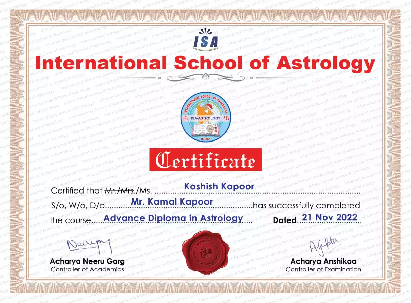 Advance Diploma In Astrology
