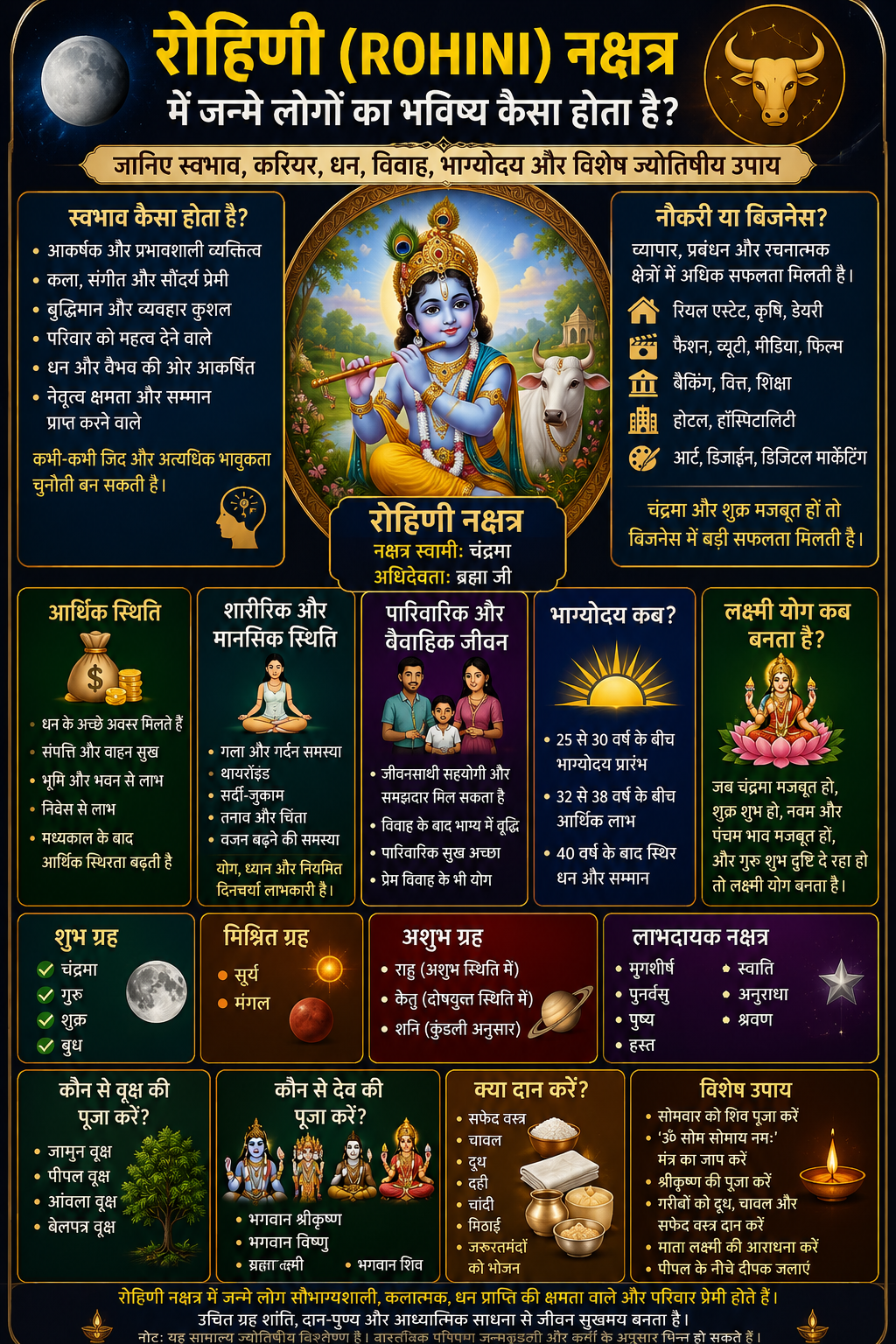 What Is the Future of People Born Under Rohini Nakshatra? Know Their Nature, Career, Wealth, Marriage, Fortune & Special Astrological Remedies