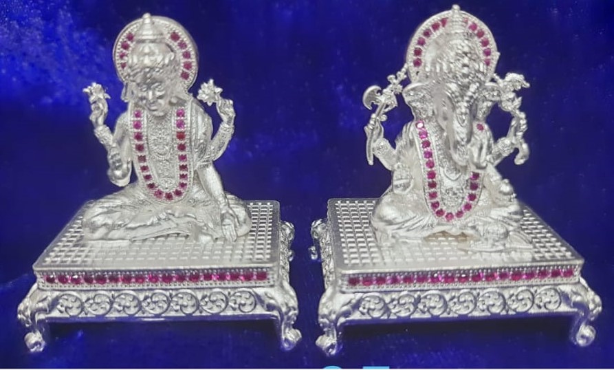 
                                        Silver Ganeshji and Laxmi Idol